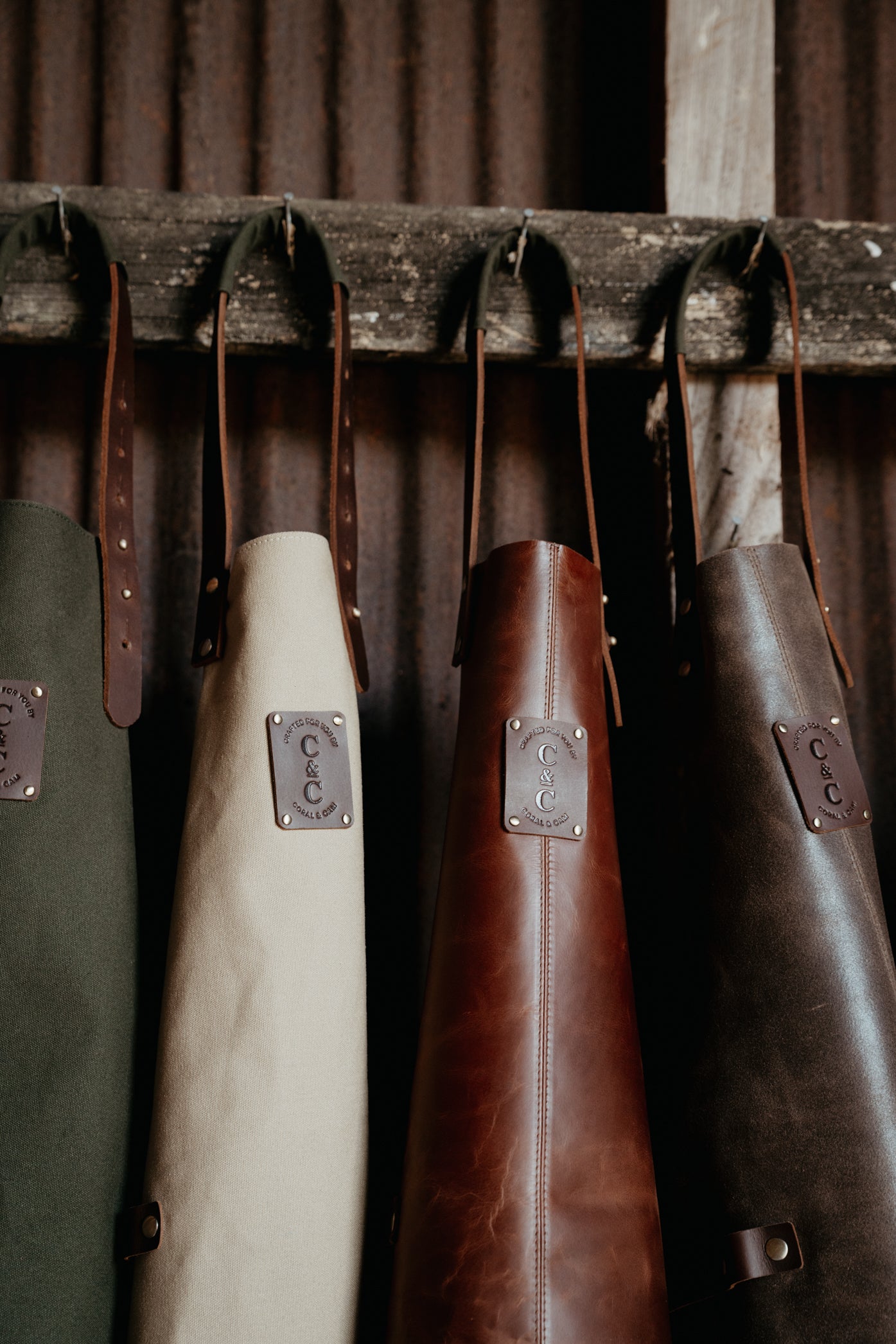 Leather Apron Plain Front - Cognac