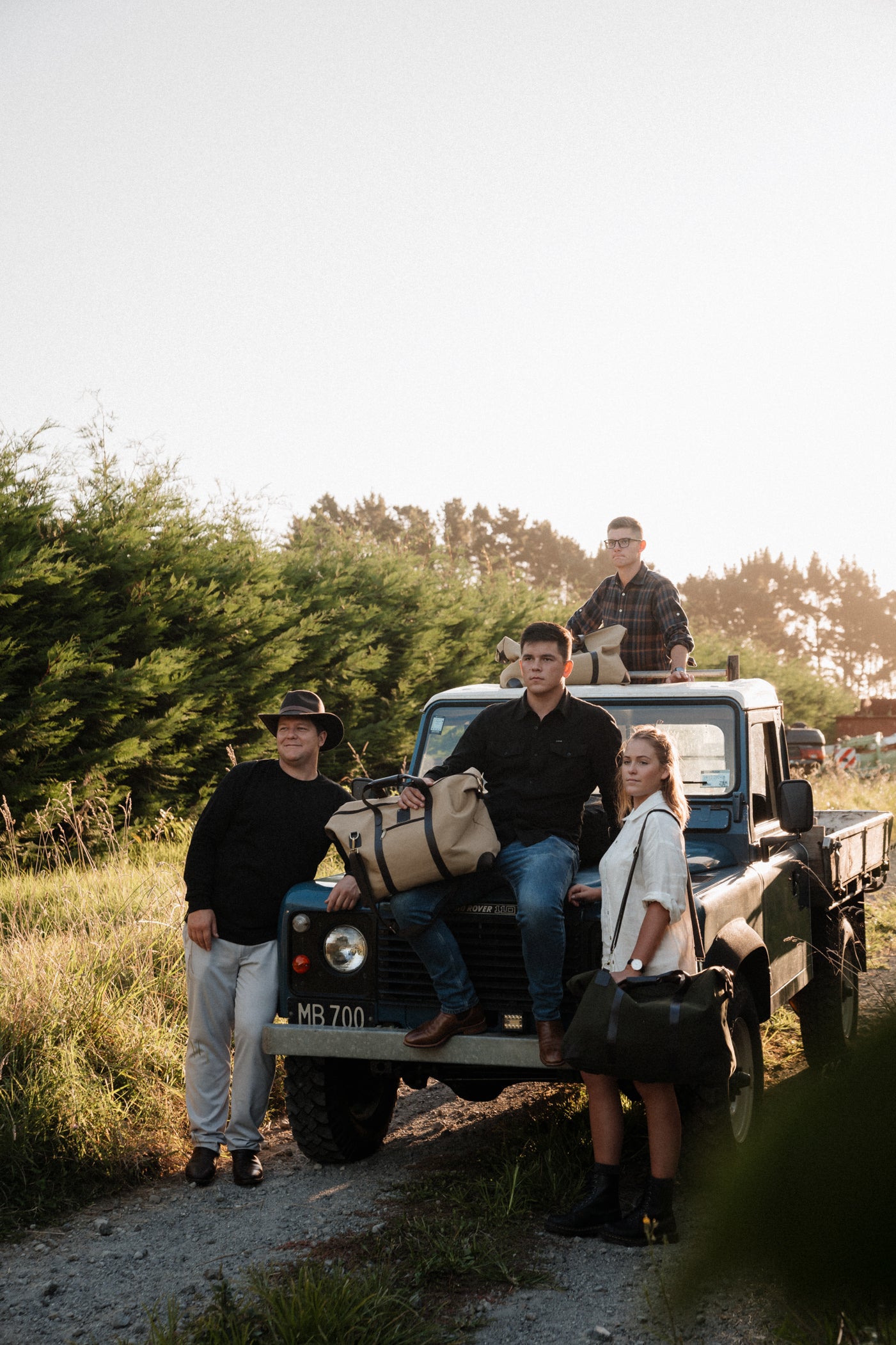 Weekend Bag Large Canvas with Leather Trims - British Olive Green