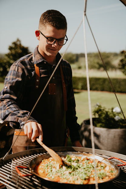 Leather Apron With Front Pocket - Brown