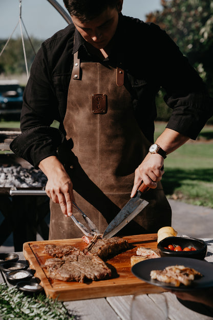 Leather Apron Plain Front - Brown