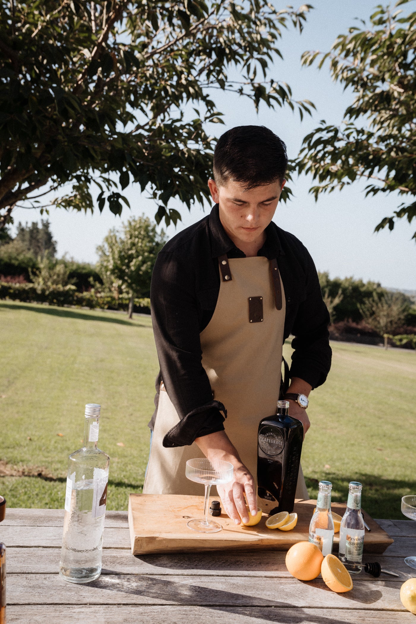 Canvas Apron With Leather Trims - Sand