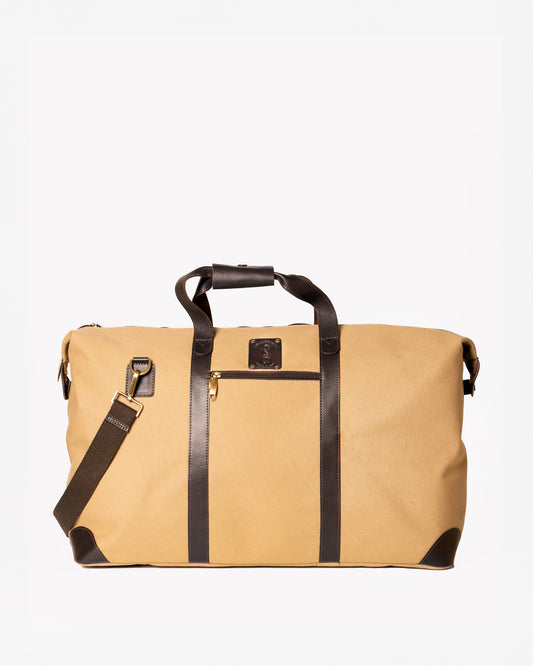 Weekend Bag Medium Canvas with Leather Trims - Sand