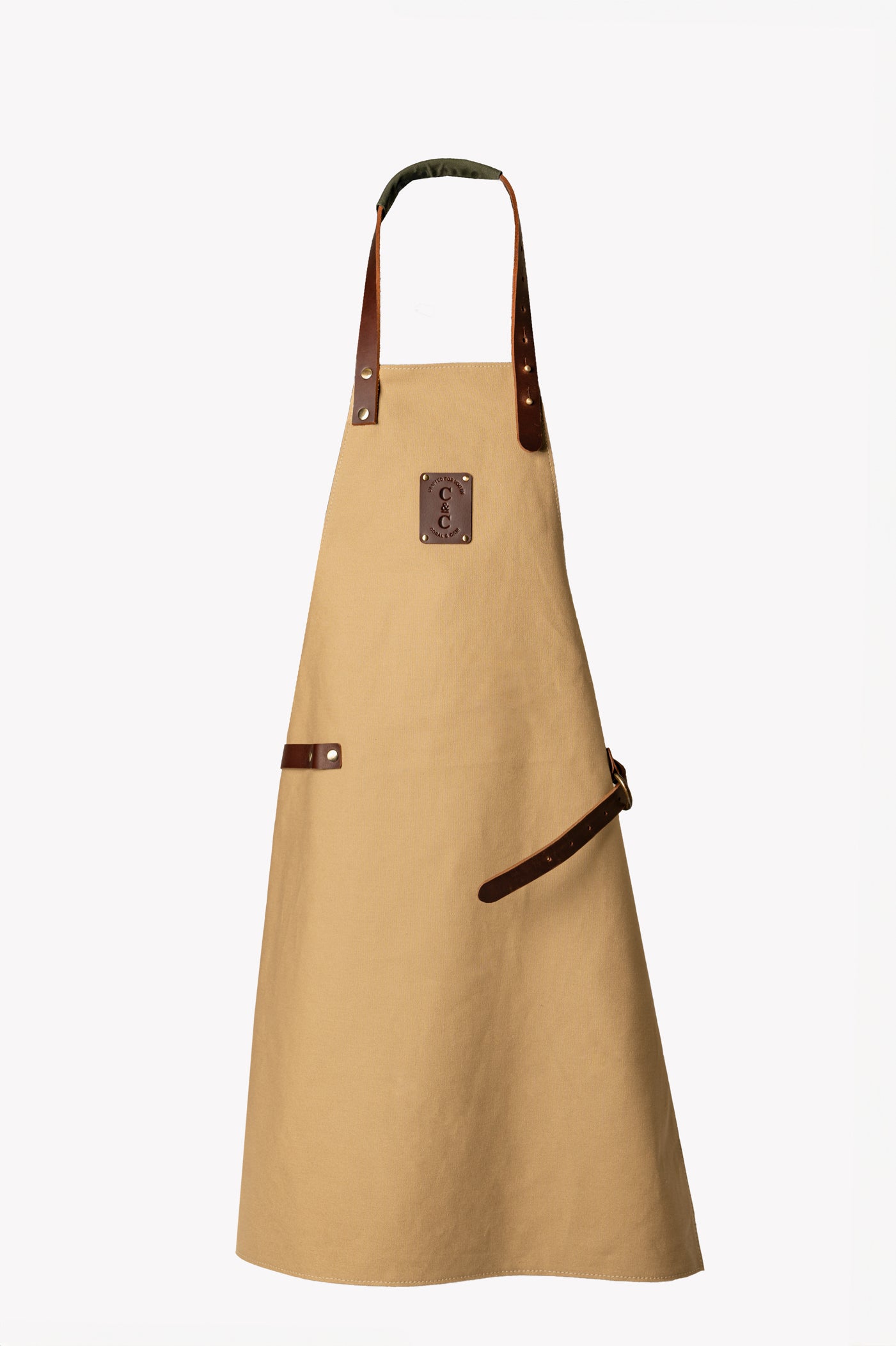 Canvas Apron With Leather Trims - Sand