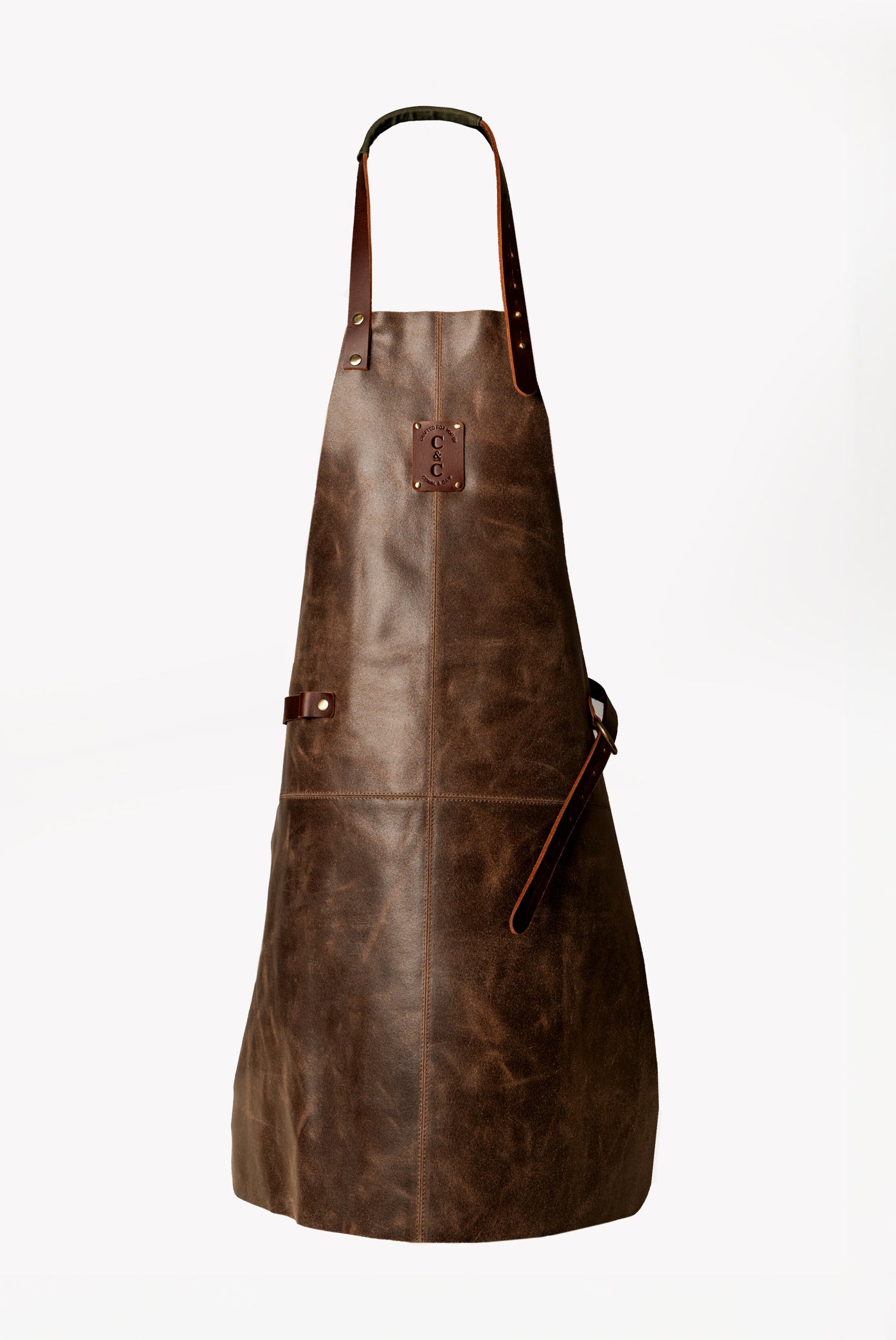 Leather Apron Plain Front - Brown