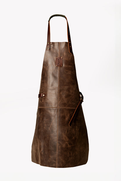 Leather Apron Plain Front - Brown